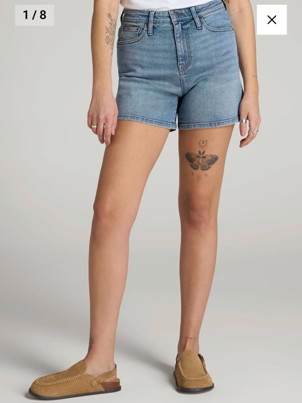 American Tall High Rise Denim Shorts for Tall Women in Heritage Faded